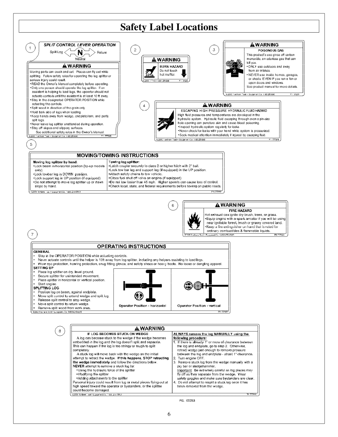 Northern Industrial Tools M1107C owner manual Safety Label Locations 