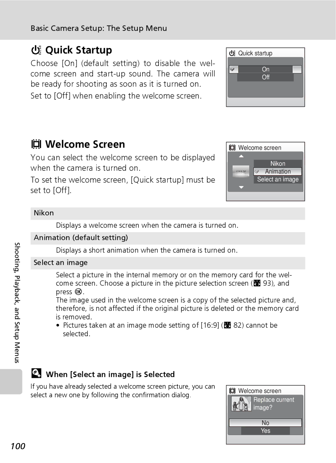 Northern Industrial Tools S500 user manual Quick Startup, Welcome Screen, 100, When Select an image is Selected 