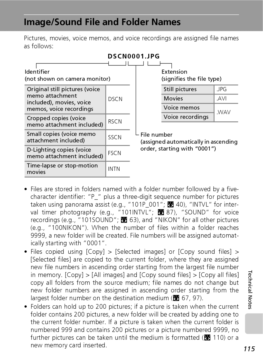 Northern Industrial Tools S500 user manual Image/Sound File and Folder Names, 115 