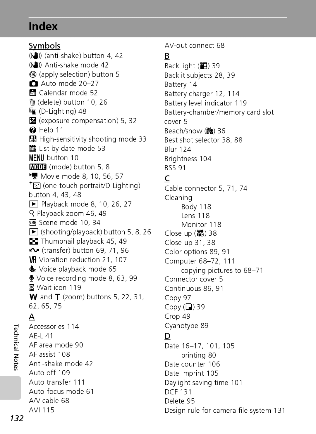 Northern Industrial Tools S500 user manual Index, Symbols, 132 