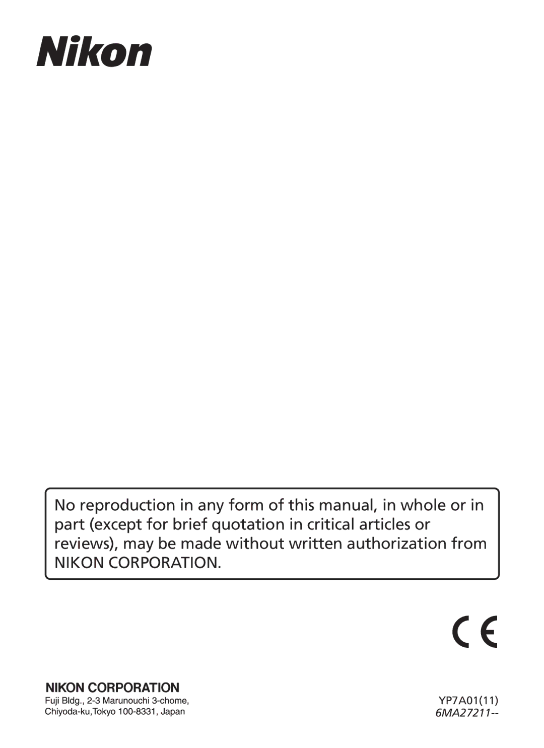 Northern Industrial Tools S500 user manual Nikon Corporation 