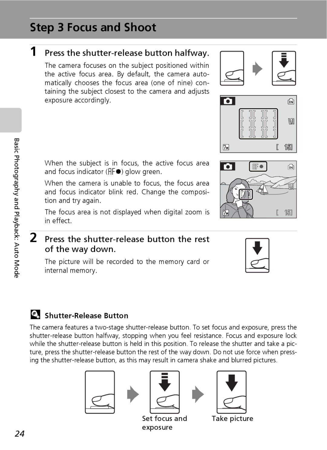 Northern Industrial Tools S500 Focus and Shoot, Press the shutter-release button halfway, Shutter-Release Button 