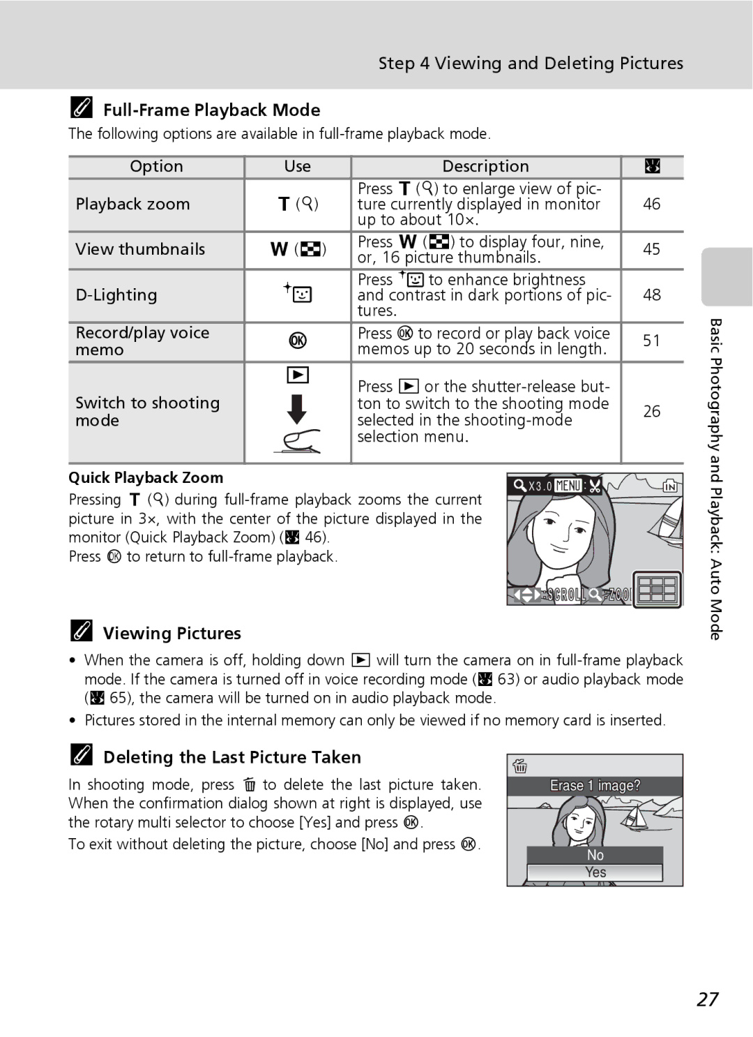 Northern Industrial Tools S500 user manual Viewing and Deleting Pictures, Full-Frame Playback Mode, Viewing Pictures 