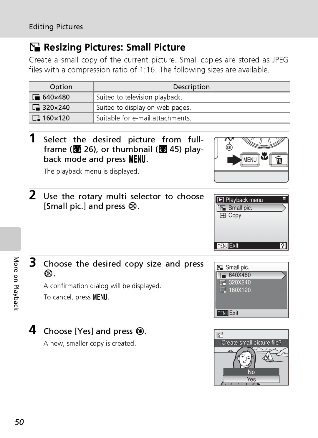 Northern Industrial Tools S500 user manual Resizing Pictures Small Picture, Choose the desired copy size and press d 