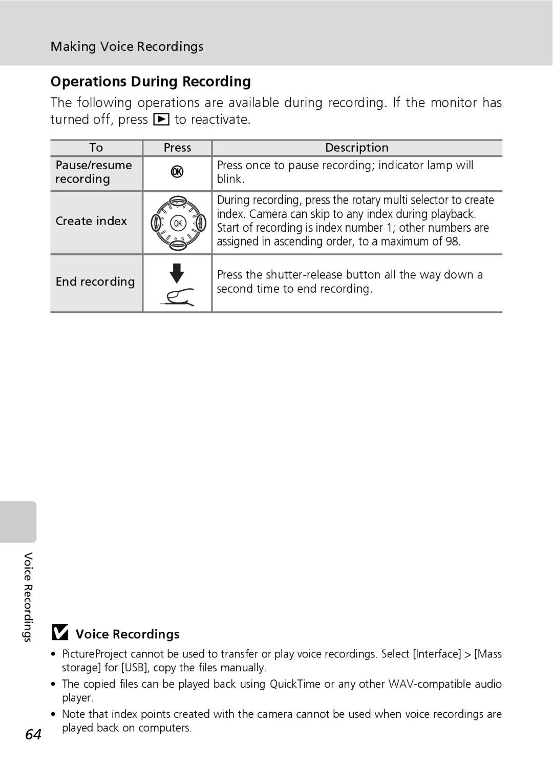 Northern Industrial Tools S500 user manual Operations During Recording, Making Voice Recordings 