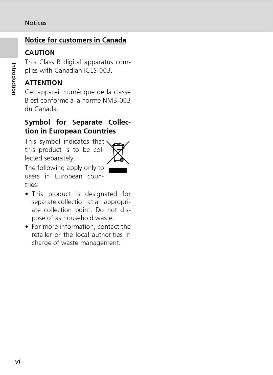 Northern Industrial Tools S500 user manual Symbol for Separate Collec- tion in European Countries 