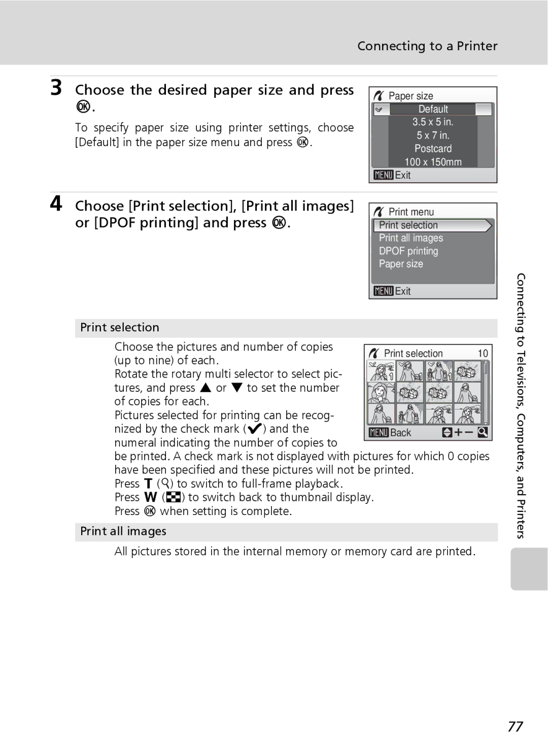 Northern Industrial Tools S500 user manual Print selection Choose the pictures and number of copies, Up to nine of each 