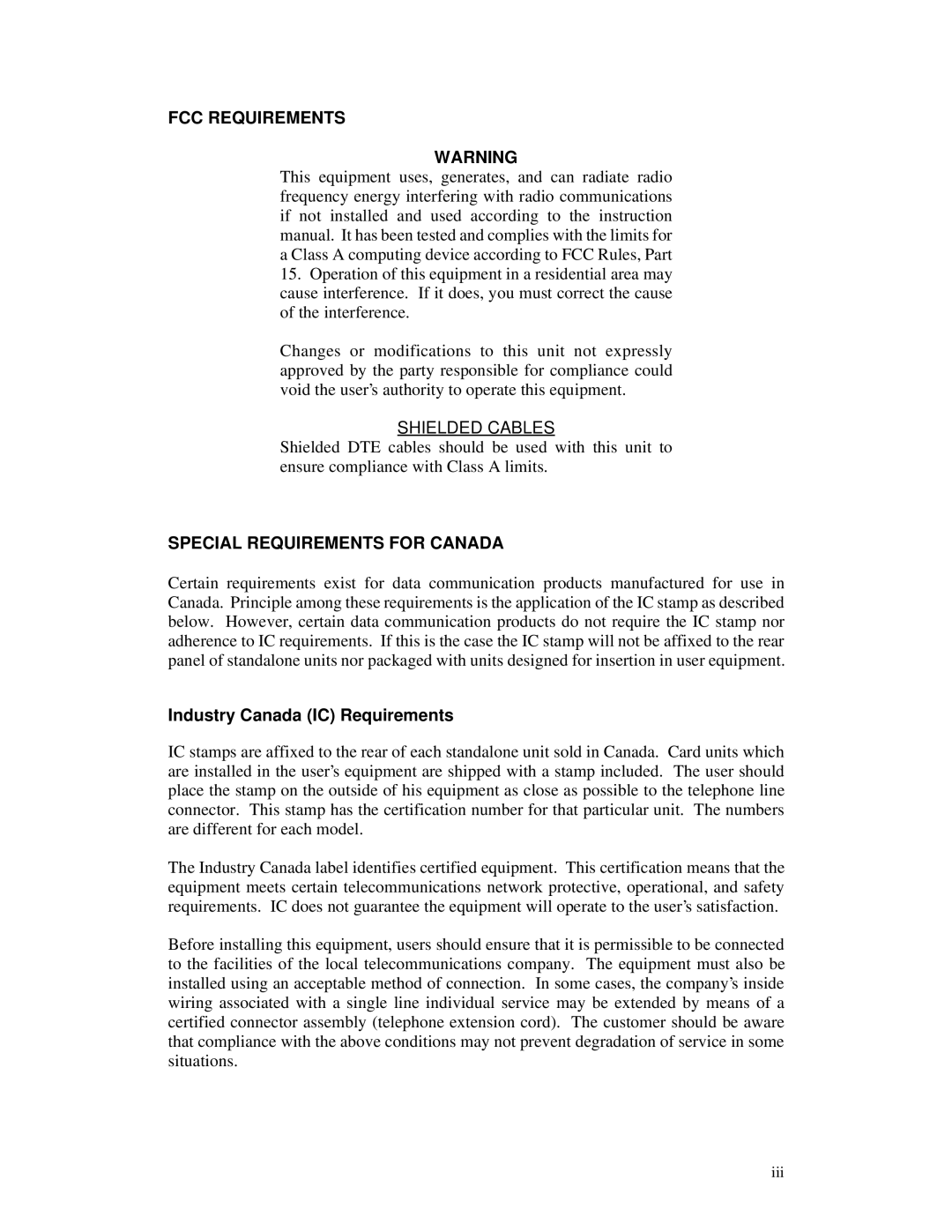 Northern UTA220/UTA220k manual Shielded Cables, Industry Canada IC Requirements 