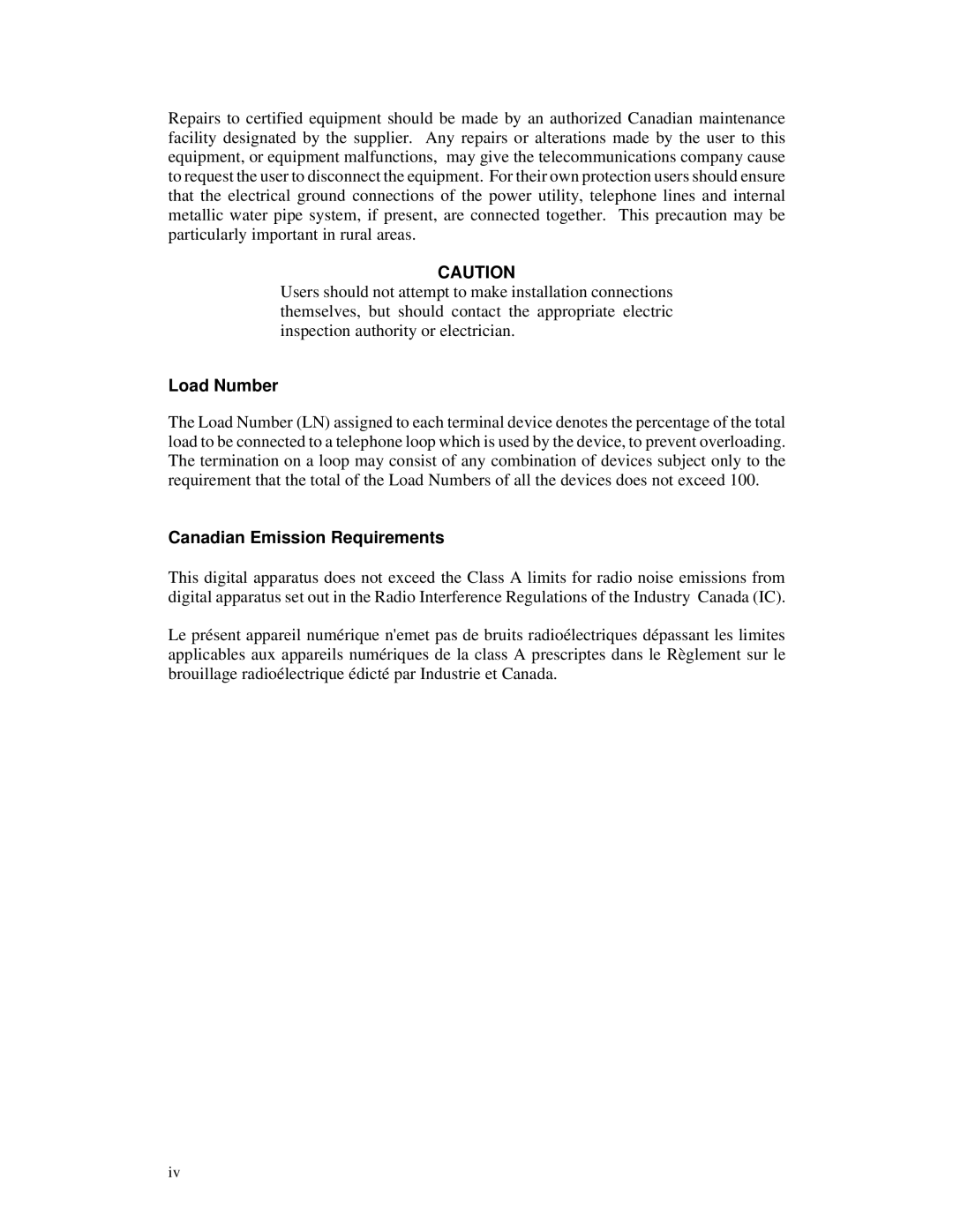 Northern UTA220/UTA220k manual Load Number, Canadian Emission Requirements 