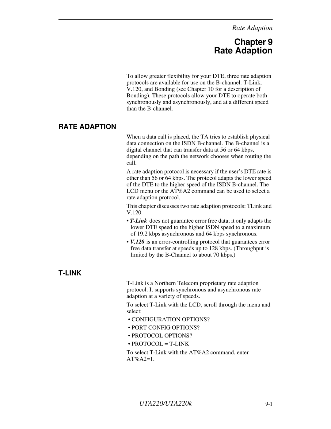 Northern UTA220/UTA220k manual Chapter Rate Adaption, Link 