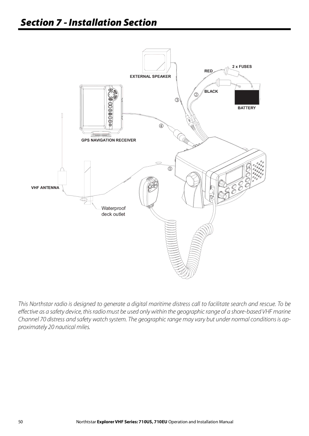 NorthStar Navigation 710 VHF installation manual Installation Section 