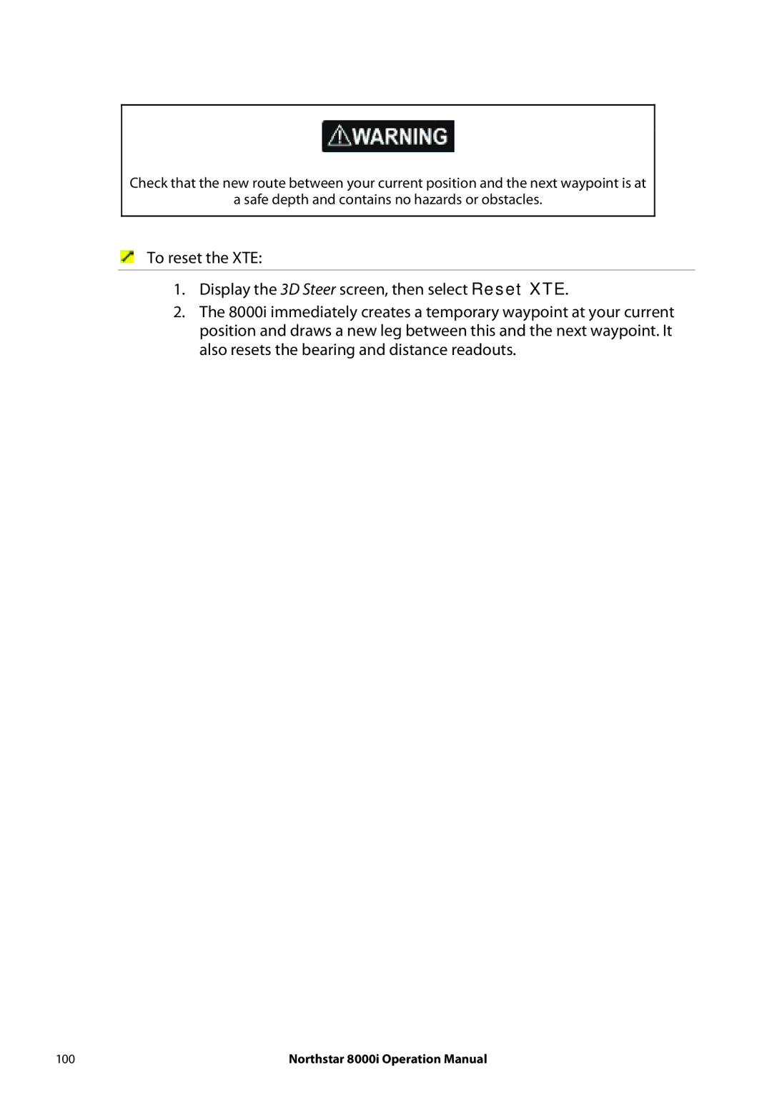 NorthStar Navigation 8000I operation manual 100 