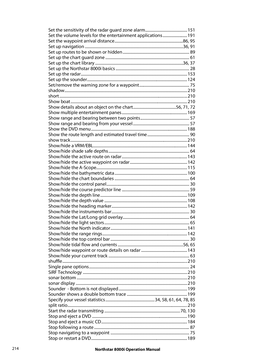 NorthStar Navigation 8000I operation manual 56, 71 