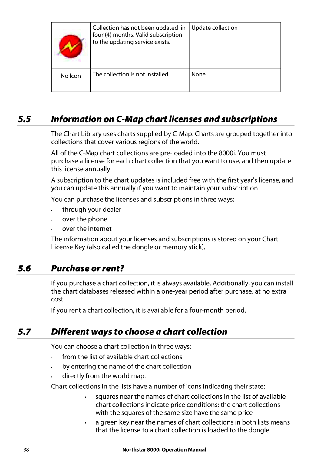 NorthStar Navigation 8000I operation manual Information on C-Map chart licenses and subscriptions, Purchase or rent? 