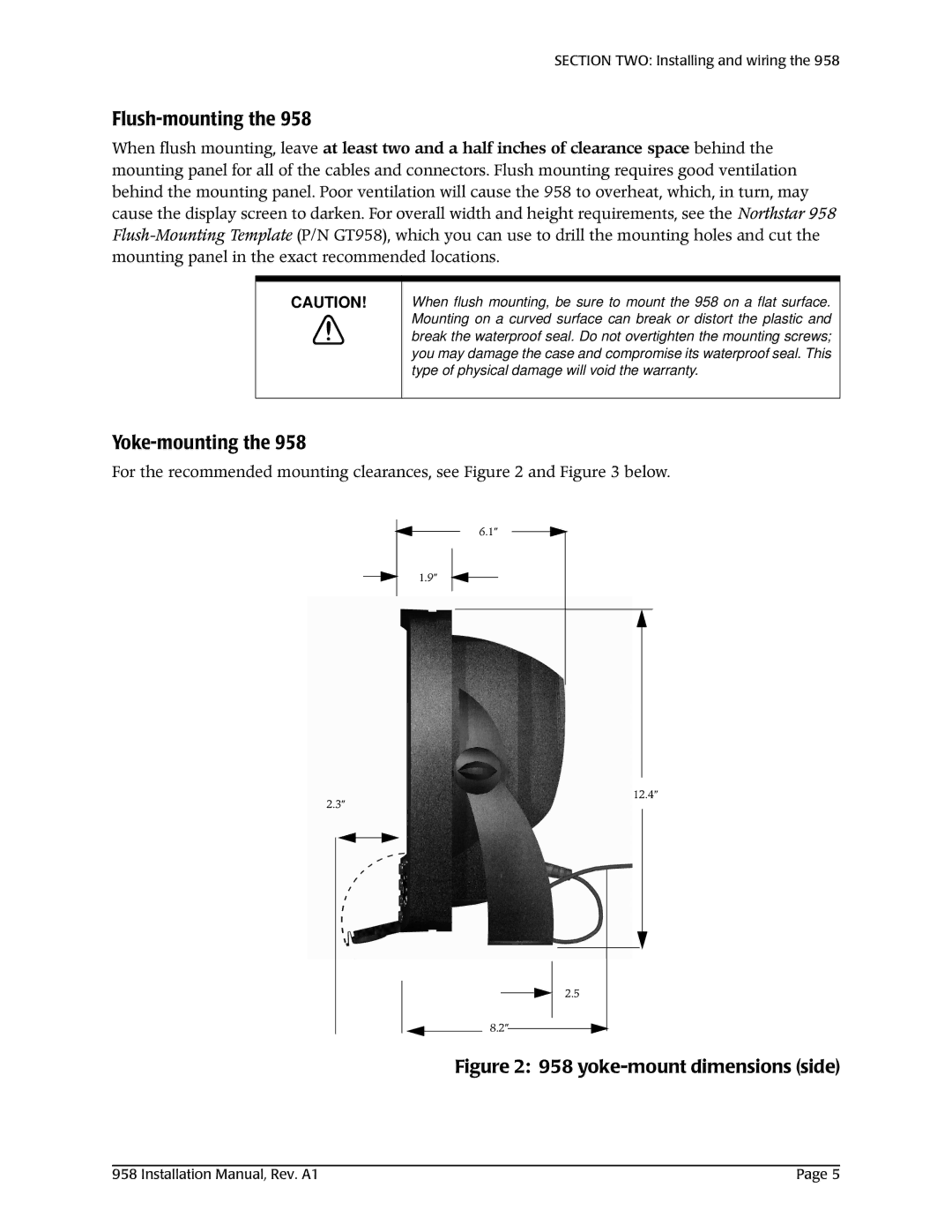 NorthStar Navigation 800/628-4487, 978/897-6600 installation manual Flush-mounting, Yoke-mounting 