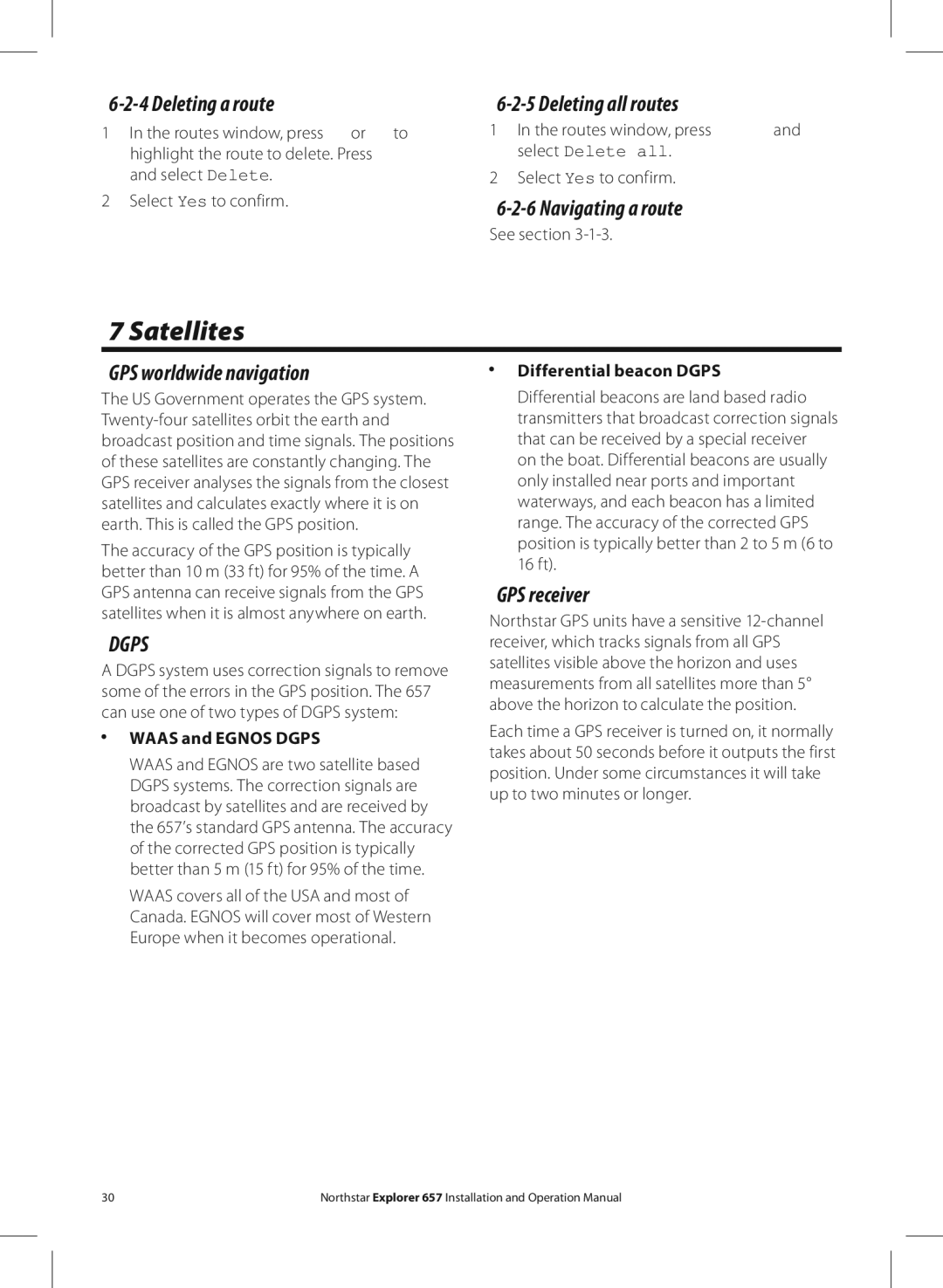 NorthStar Navigation EXPLORER 657 operation manual Satellites 