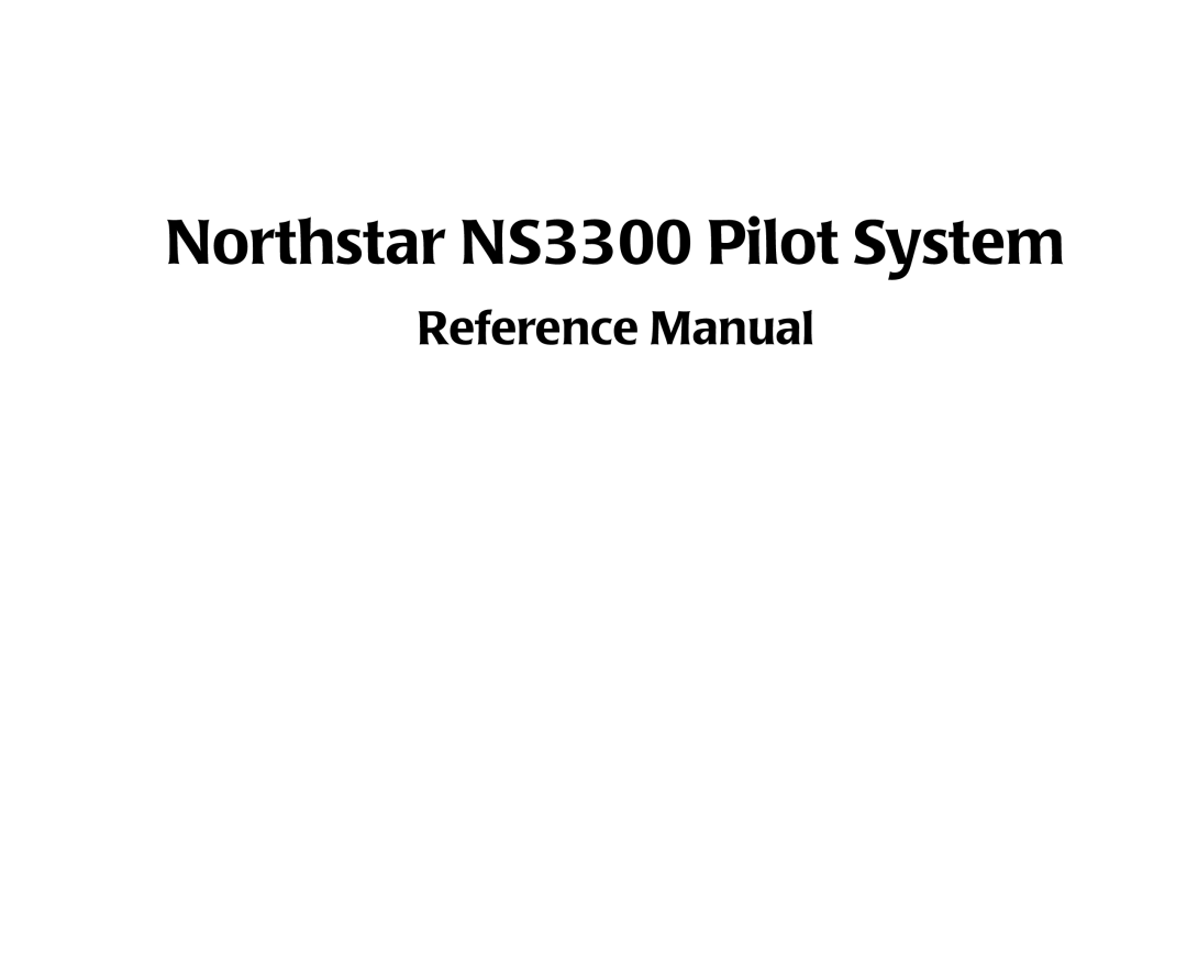 NorthStar Navigation manual Northstar NS3300 Pilot System 