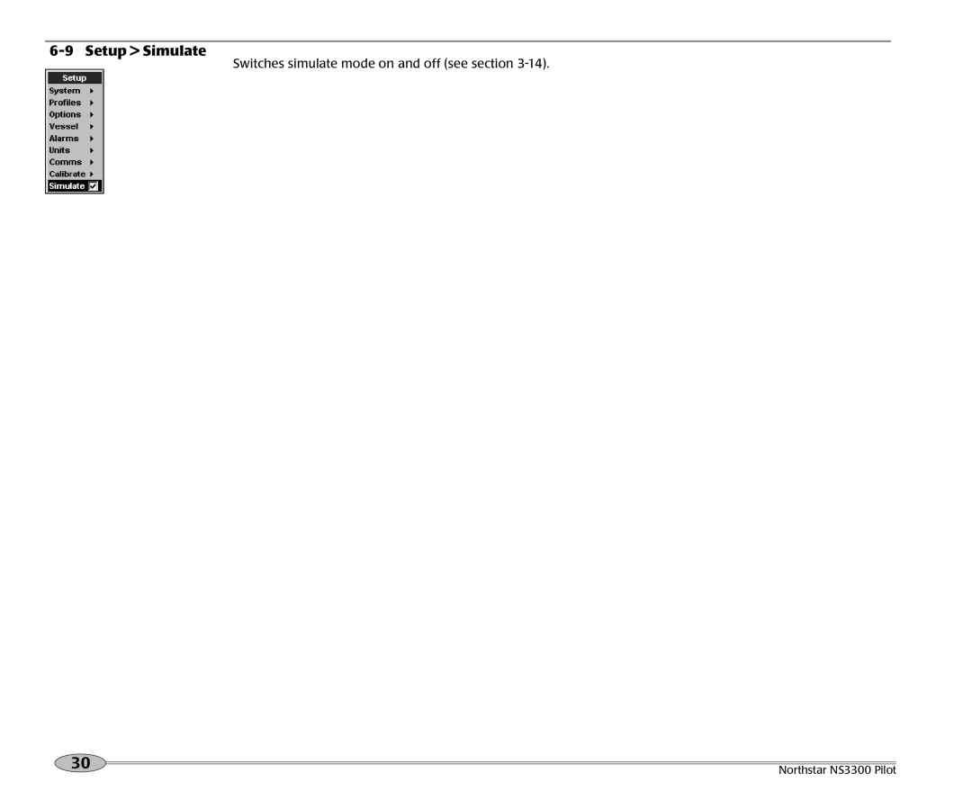 NorthStar Navigation NS3300 manual Setup Simulate 