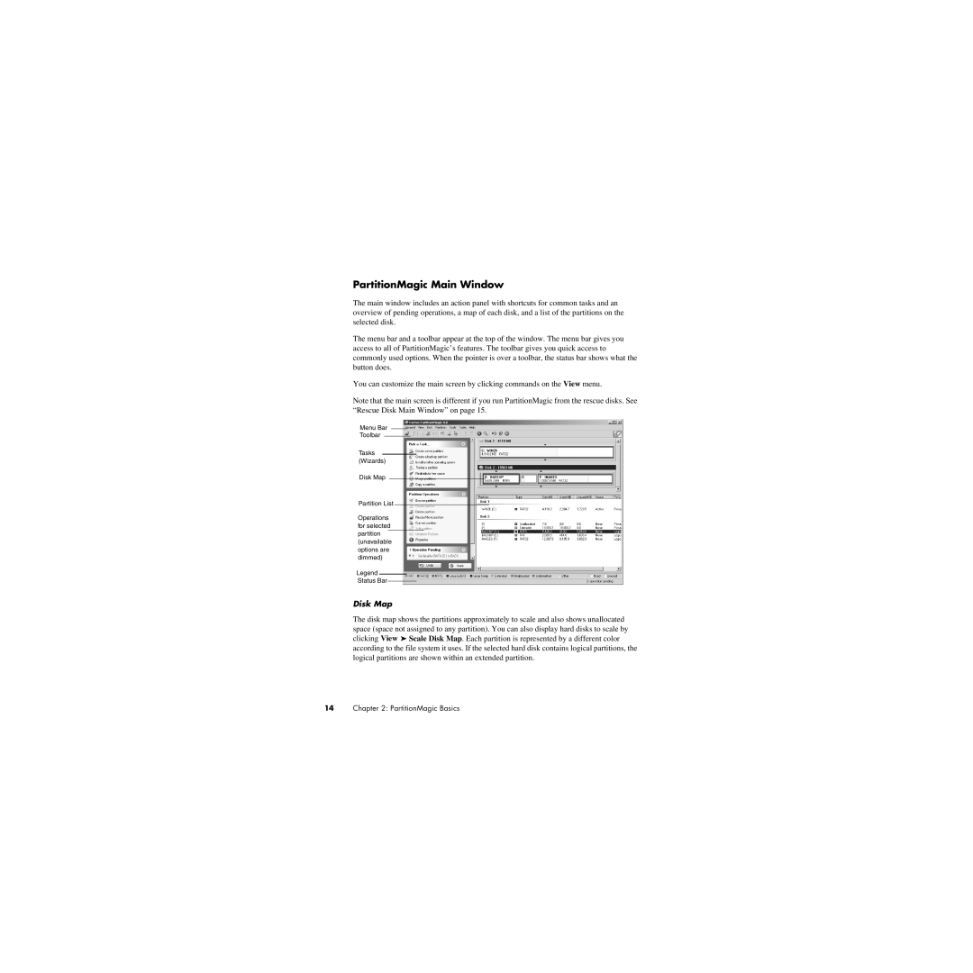 Norton Abrasives 8 manual PartitionMagic Main Window, Disk Map 