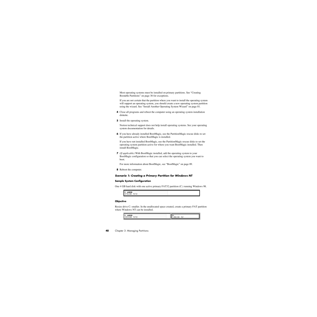 Norton Abrasives 8 manual Scenario 1 Creating a Primary Partition for Windows NT 