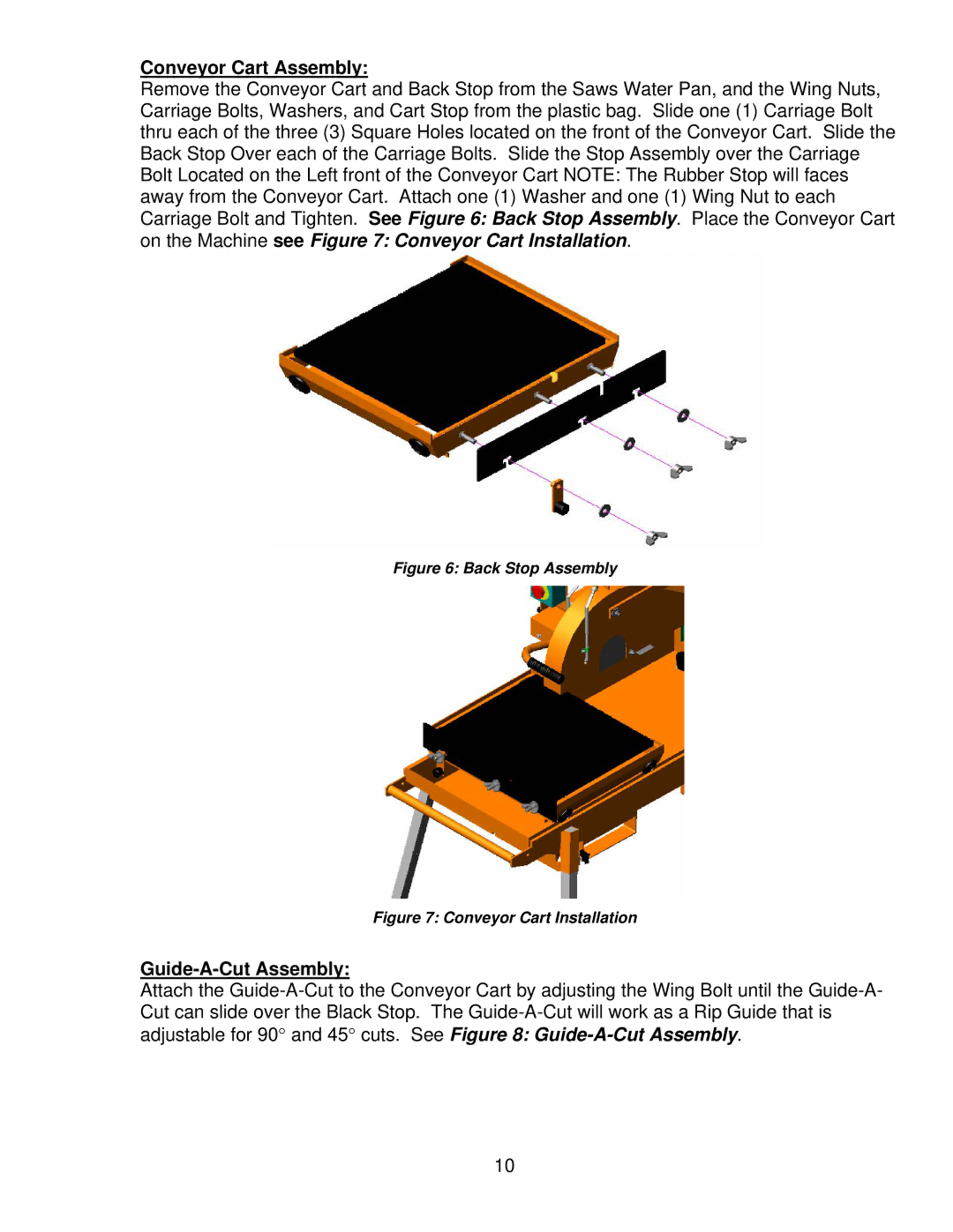 Norton Abrasives BBC547, BBC157, BBC207 owner manual Conveyor Cart Assembly, Guide-A-Cut Assembly 