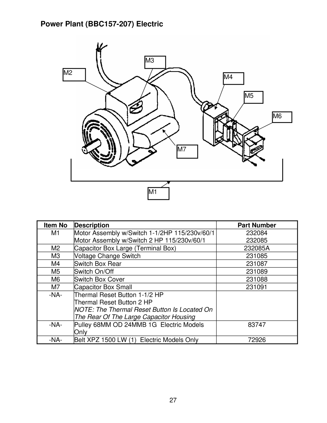 Norton Abrasives BBC547, BBC207 owner manual Power Plant BBC157-207 Electric 