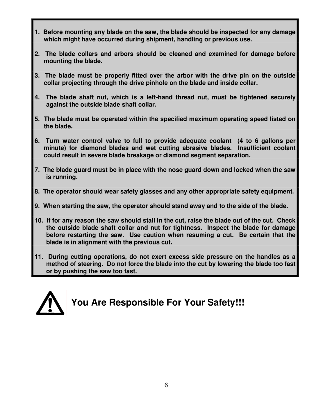 Norton Abrasives BBC157, BBC547, BBC207 owner manual You Are Responsible For Your Safety 