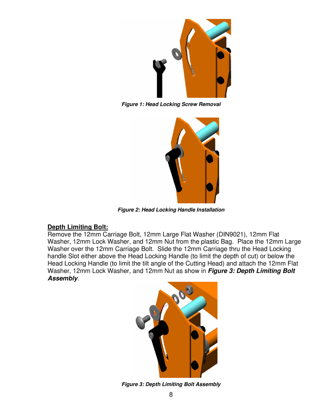 Norton Abrasives BBC207, BBC157, BBC547 owner manual Depth Limiting Bolt, Head Locking Screw Removal 