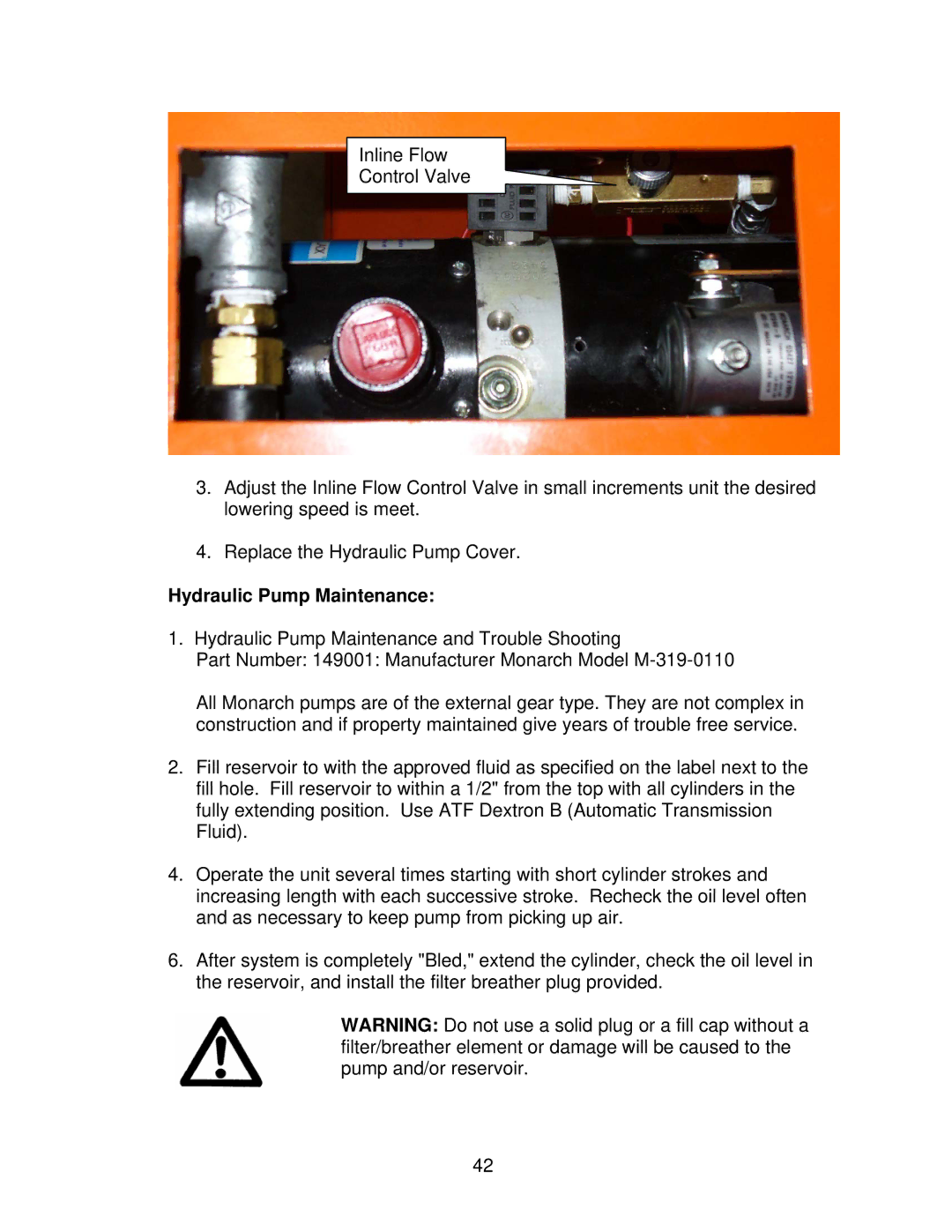 Norton Abrasives C3120, C6120, C3126, C3130, C6136, C6130, C6126 owner manual Hydraulic Pump Maintenance 