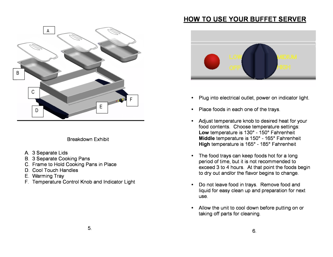 Nostalgia Electrics BCD - 332 manual How To Use Your Buffet Server 