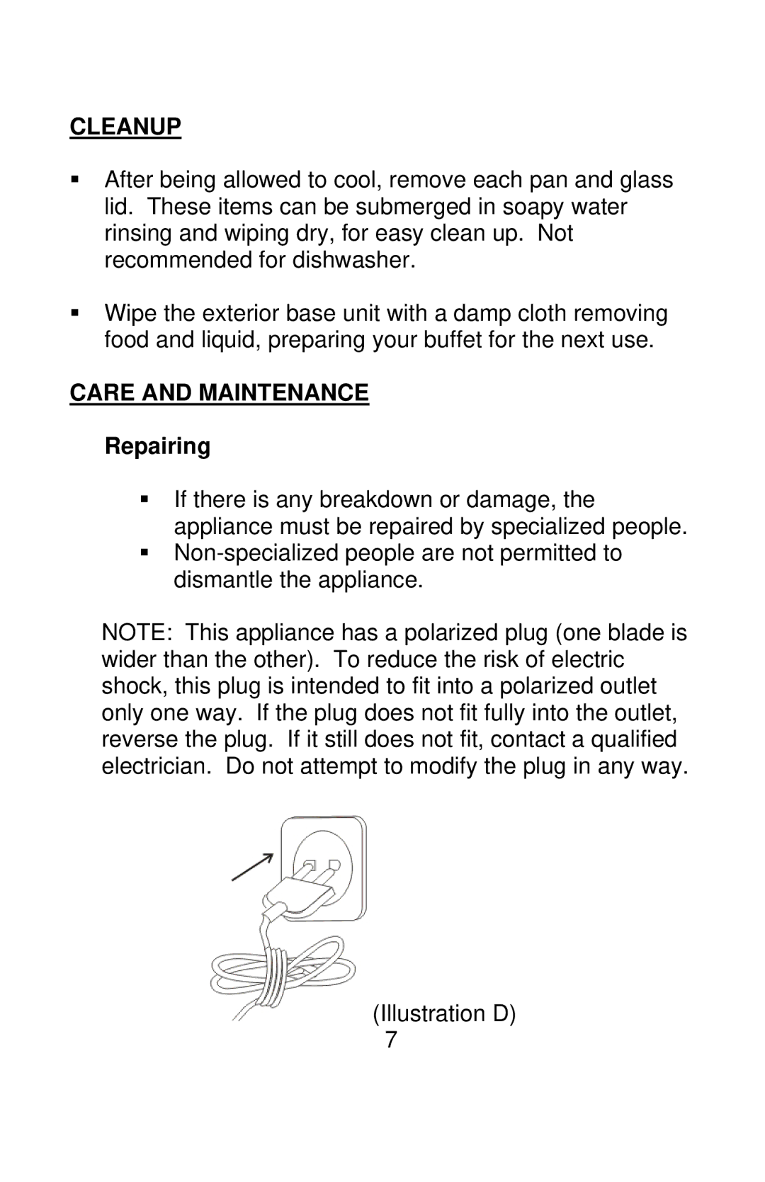 Nostalgia Electrics BCS-997, BCD-997 manual Cleanup, Care and Maintenance 