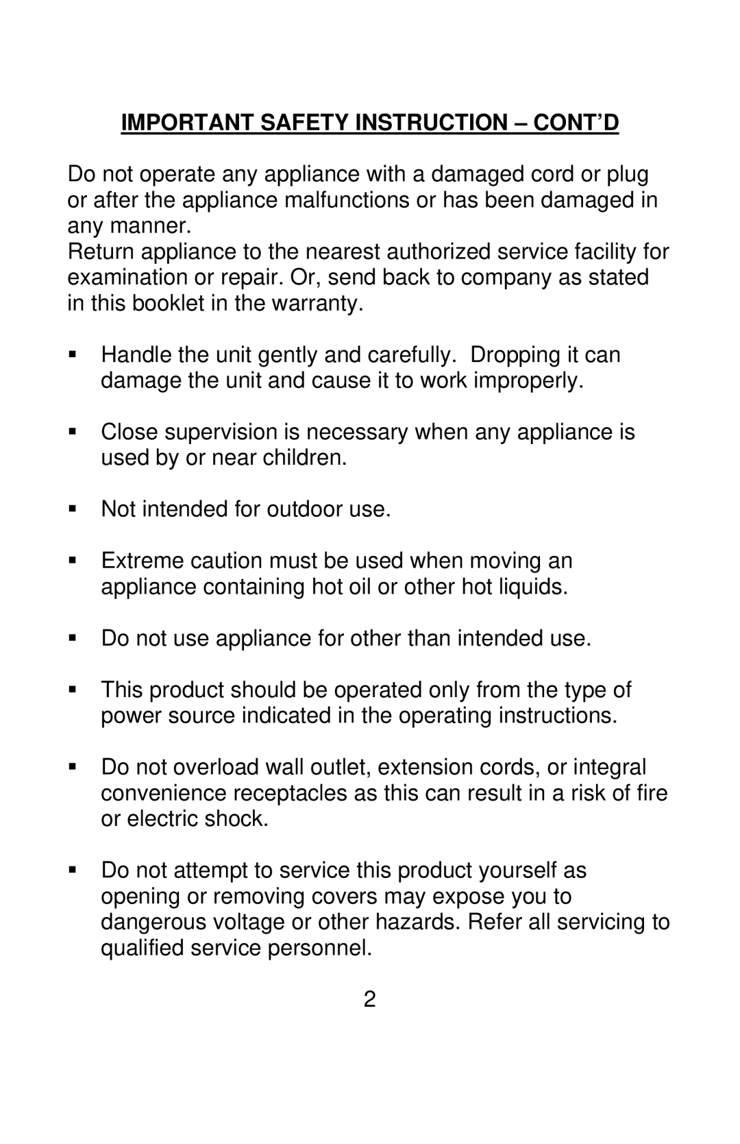 Nostalgia Electrics BCD-997, BCS-997 manual Important Safety Instruction CONT’D 