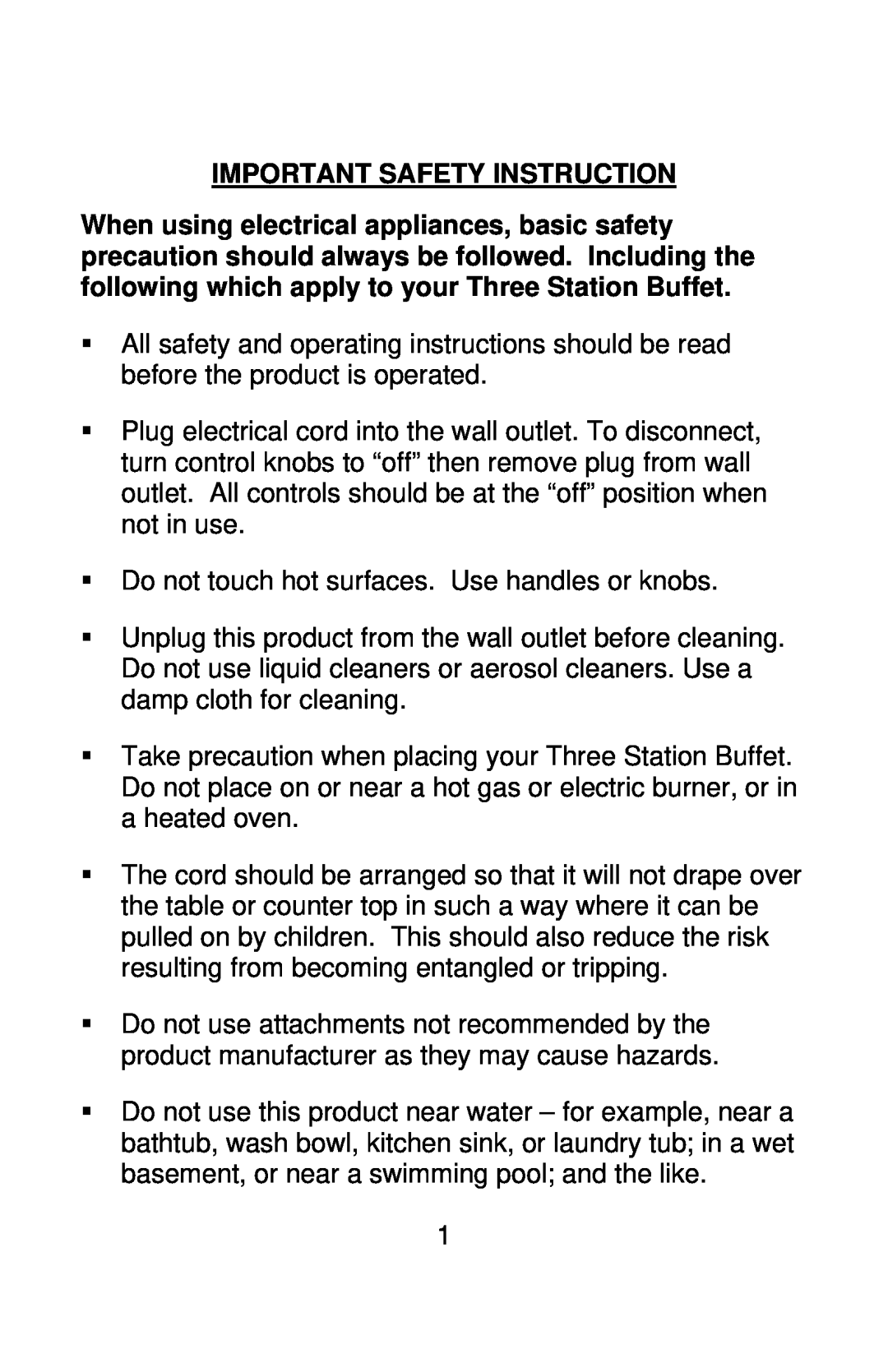Nostalgia Electrics BCD-997, BCS-997 manual Important Safety Instruction 