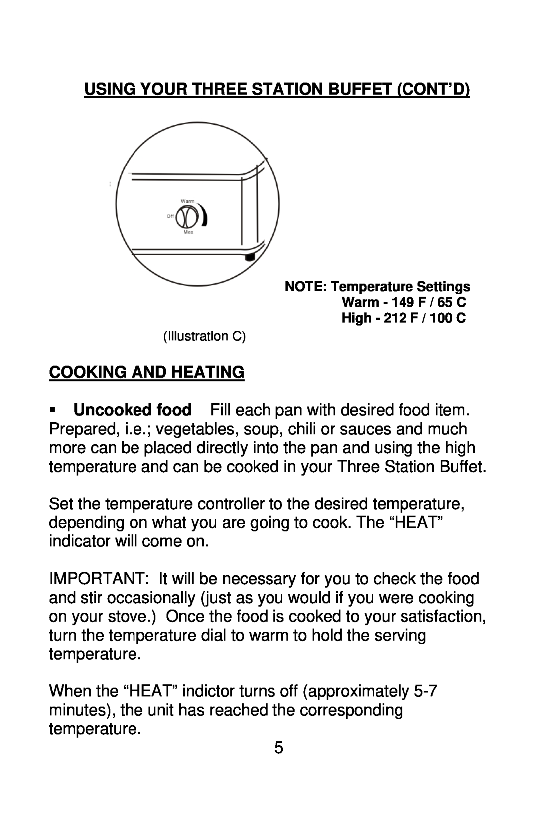 Nostalgia Electrics BCS-997, BCD-997 manual Using Your Three Station Buffet Cont’D, Cooking And Heating 