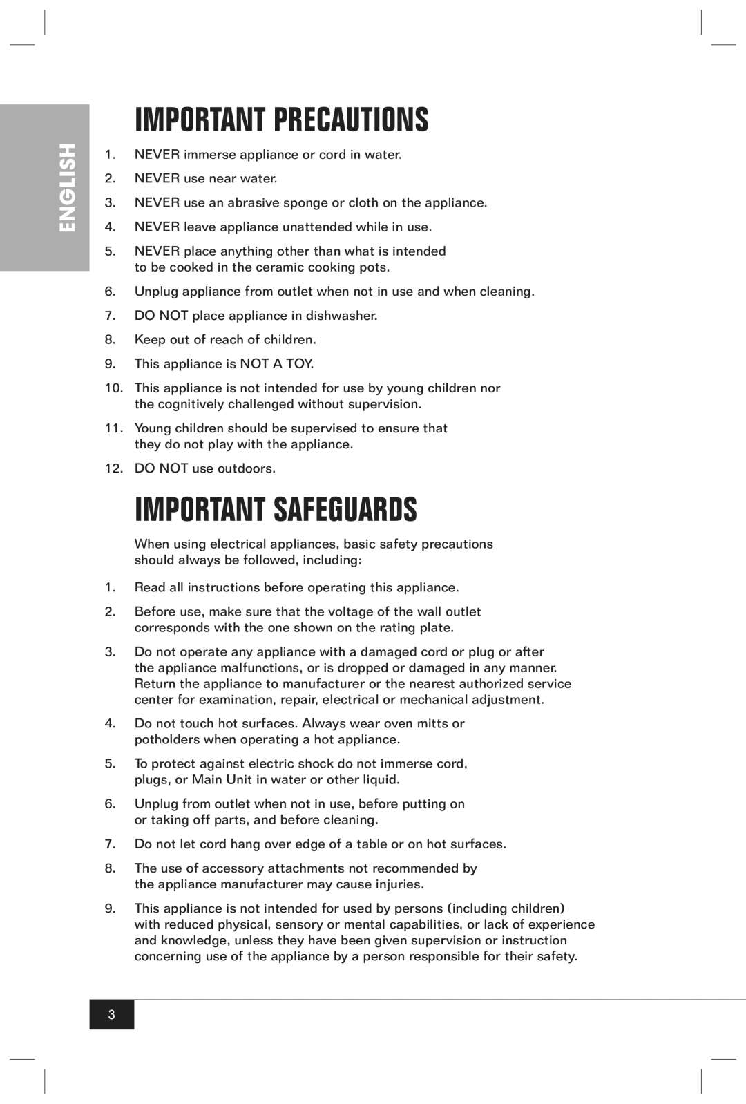 Nostalgia Electrics BMM100 manual Important Precautions, Important Safeguards 