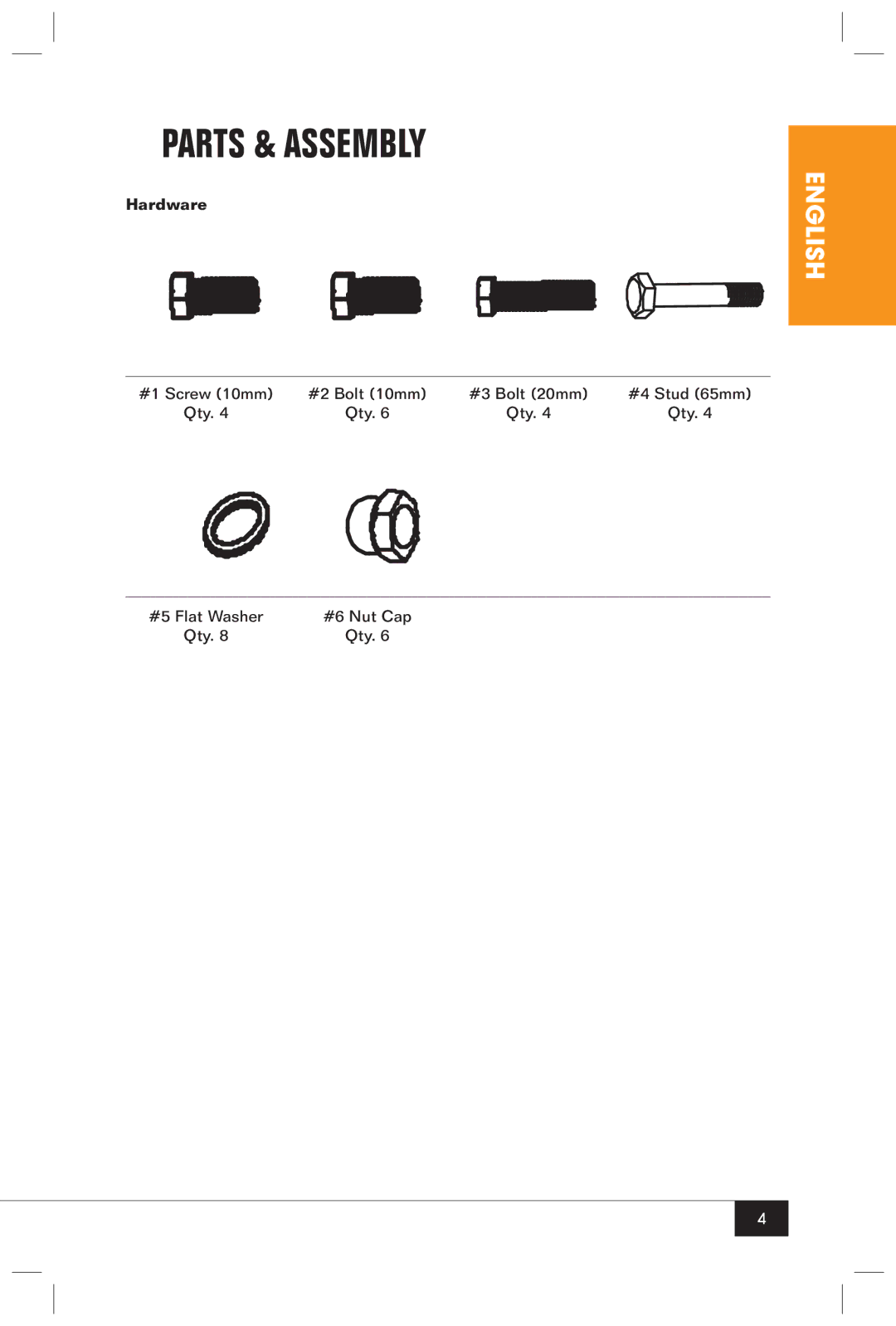 Nostalgia Electrics CCP-200 manual Parts & Assembly, Hardware 