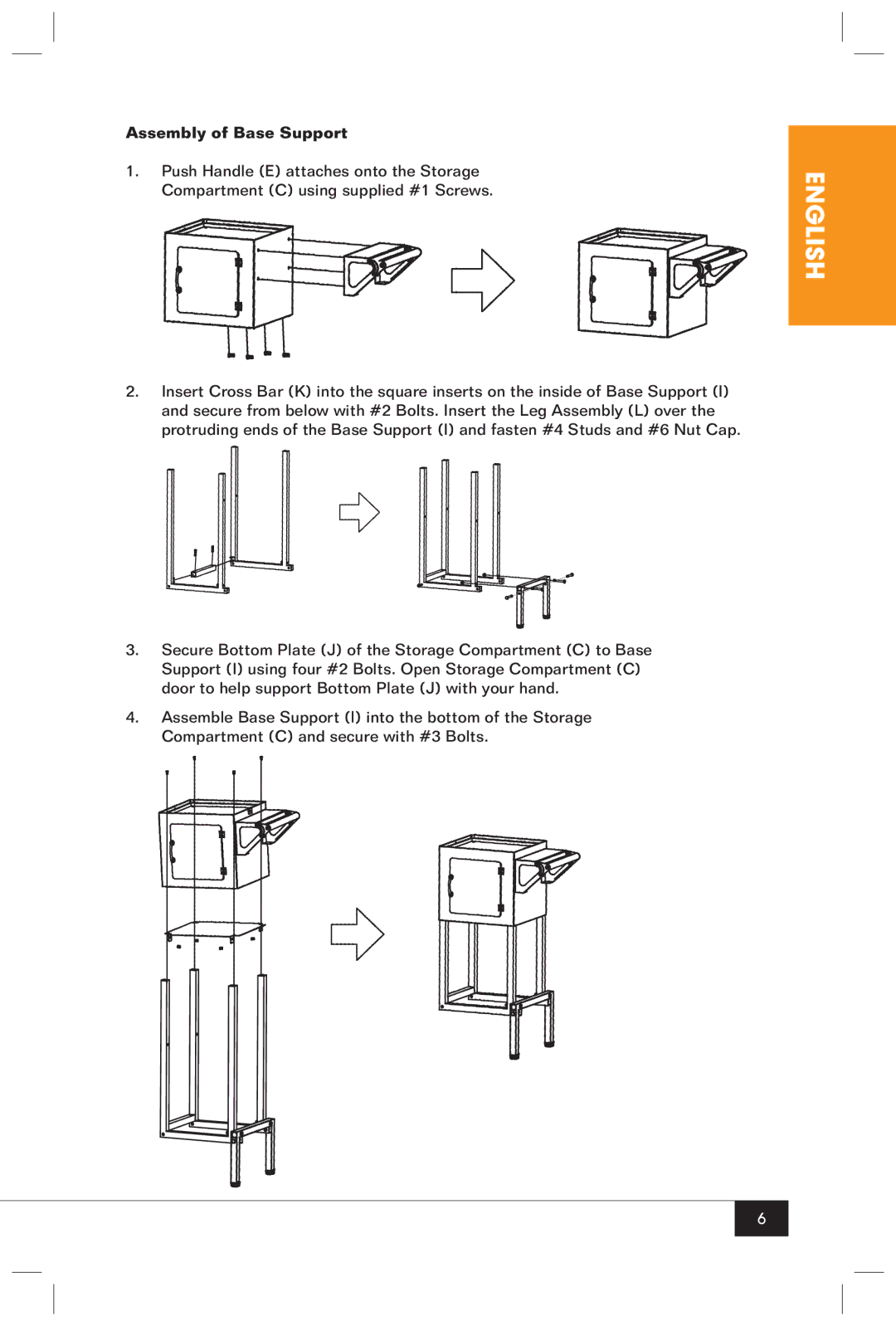 Nostalgia Electrics CCP-200 manual Assembly of Base Support 