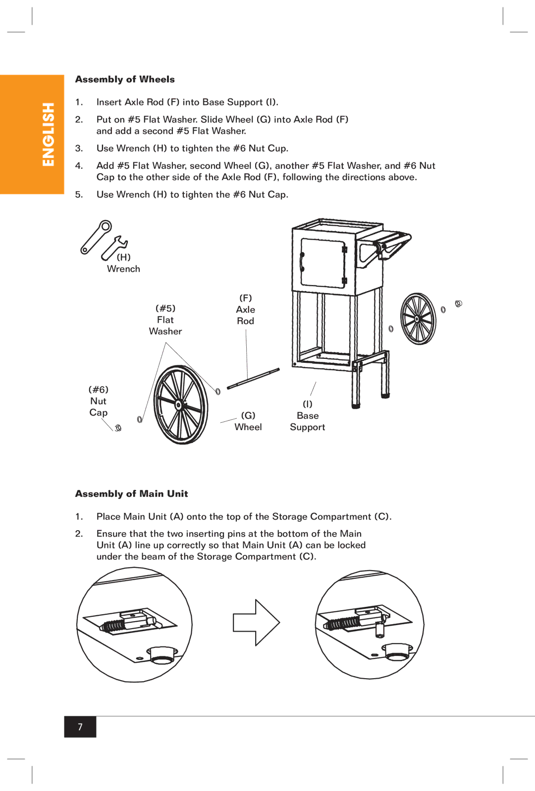 Nostalgia Electrics CCP-200 manual Assembly of Wheels, Assembly of Main Unit 