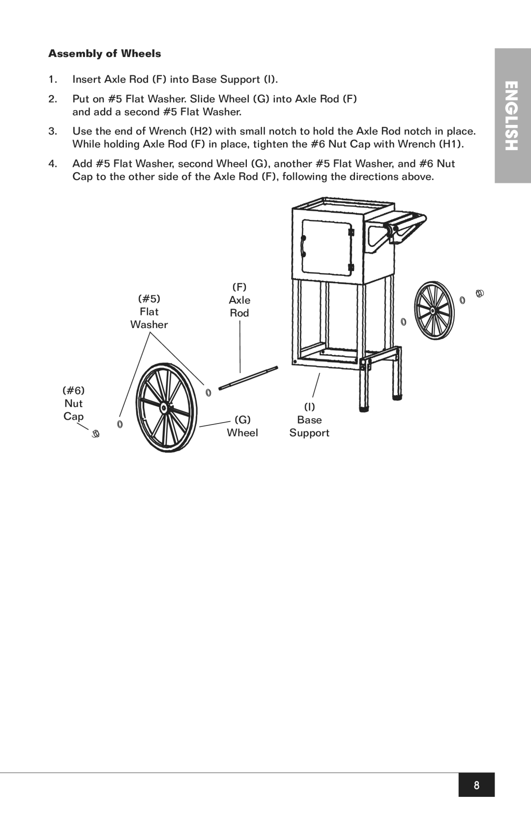 Nostalgia Electrics CCP200 manual Assembly of Wheels 