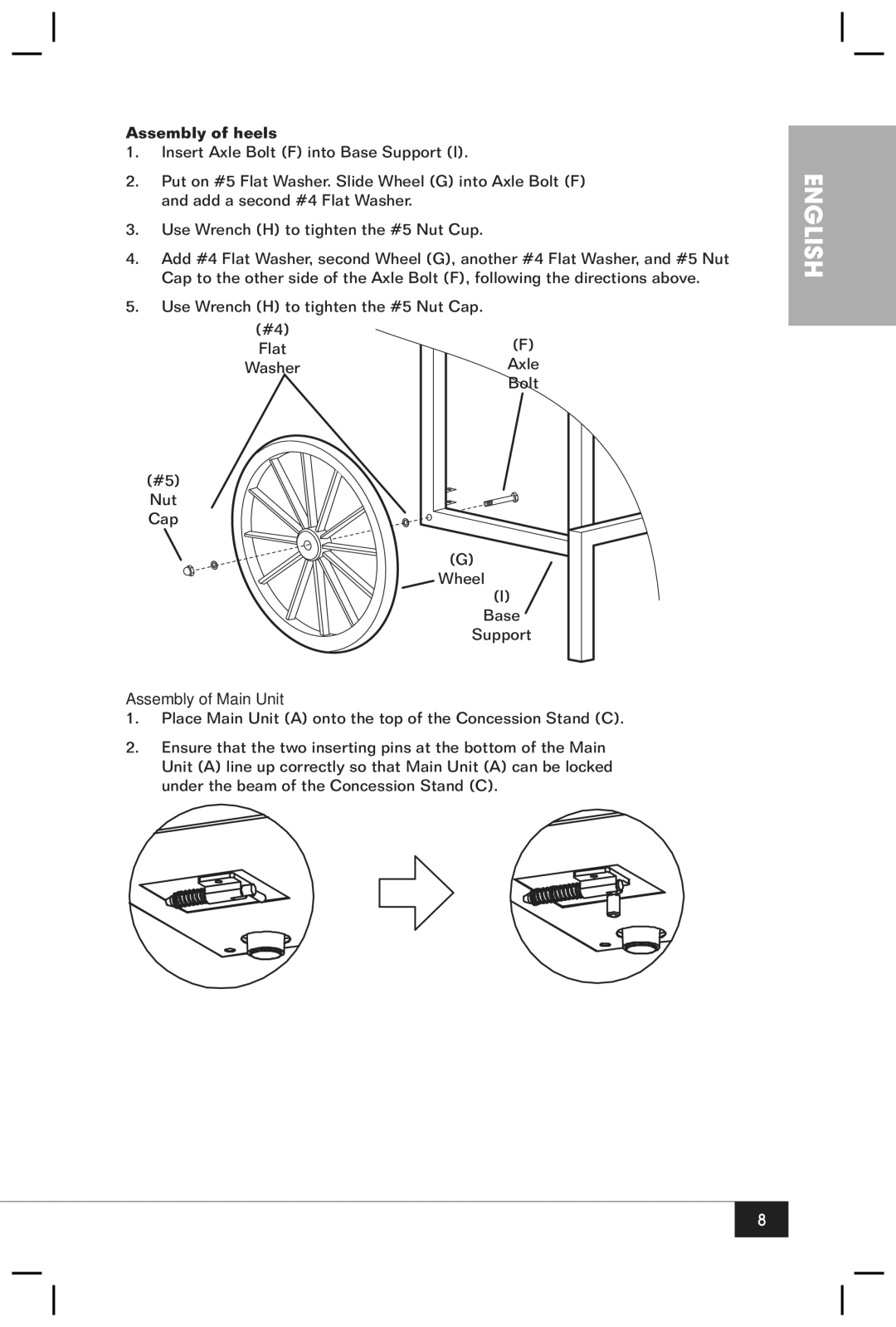 Nostalgia Electrics CCP610 manual Assembly of Wheels, Assembly of Main Unit 