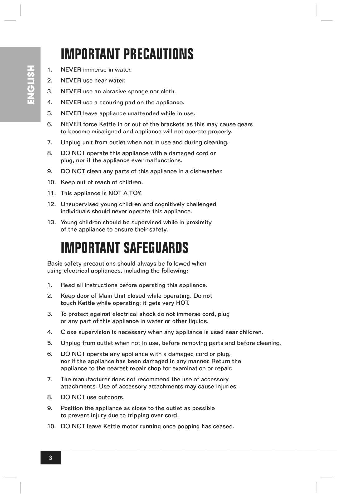 Nostalgia Electrics CCP610 manual Important Precautions, Important Safeguards 