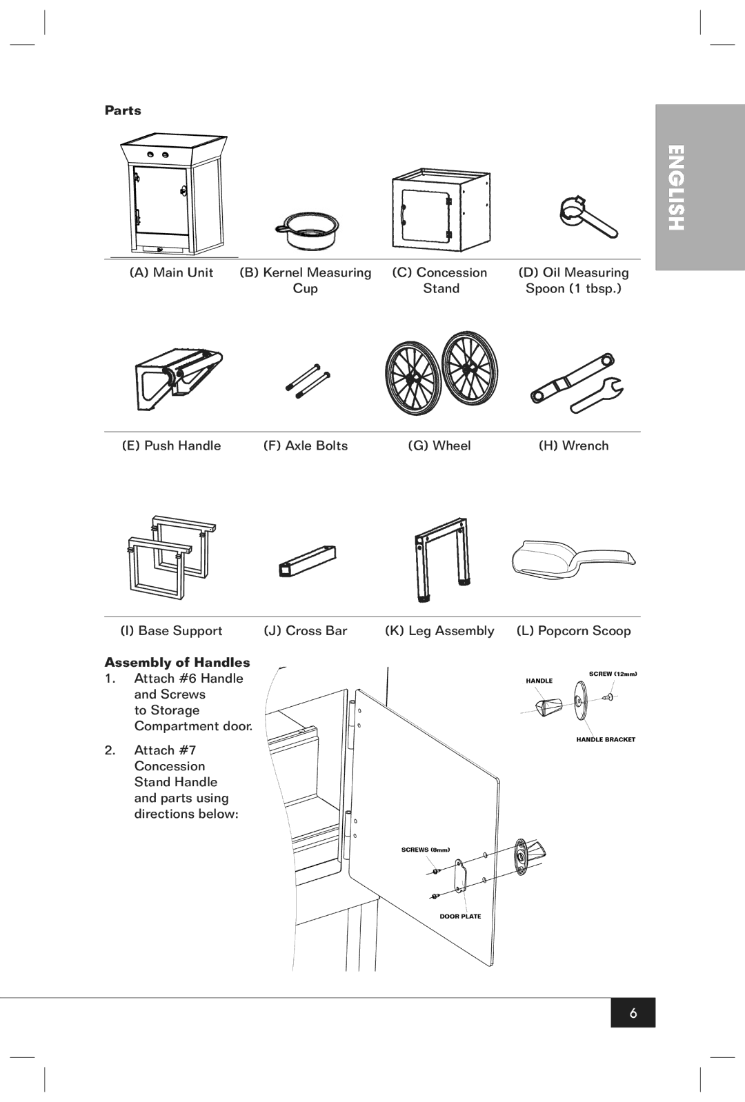 Nostalgia Electrics CCP610 manual Parts, Assembly of Handles 