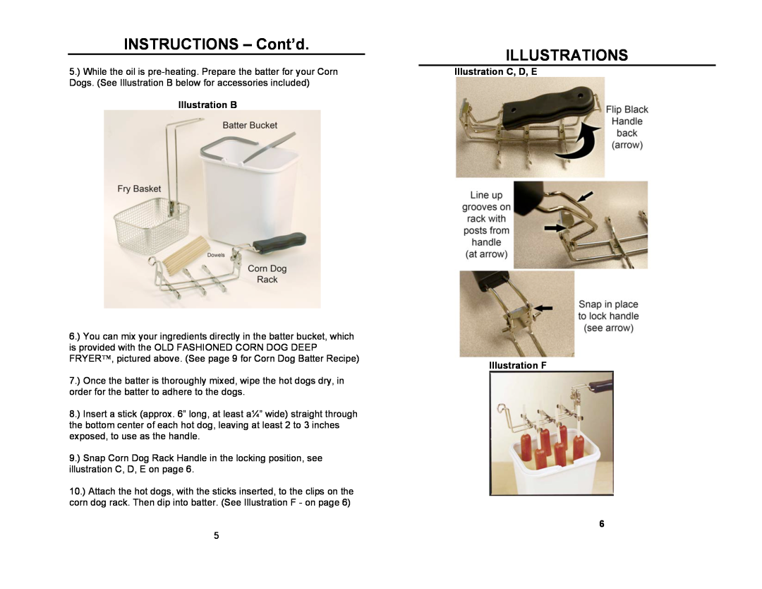 Nostalgia Electrics CDC-596 INSTRUCTIONS - Cont’d, Illustrations, Illustration B, Illustration C, D, E Illustration F 