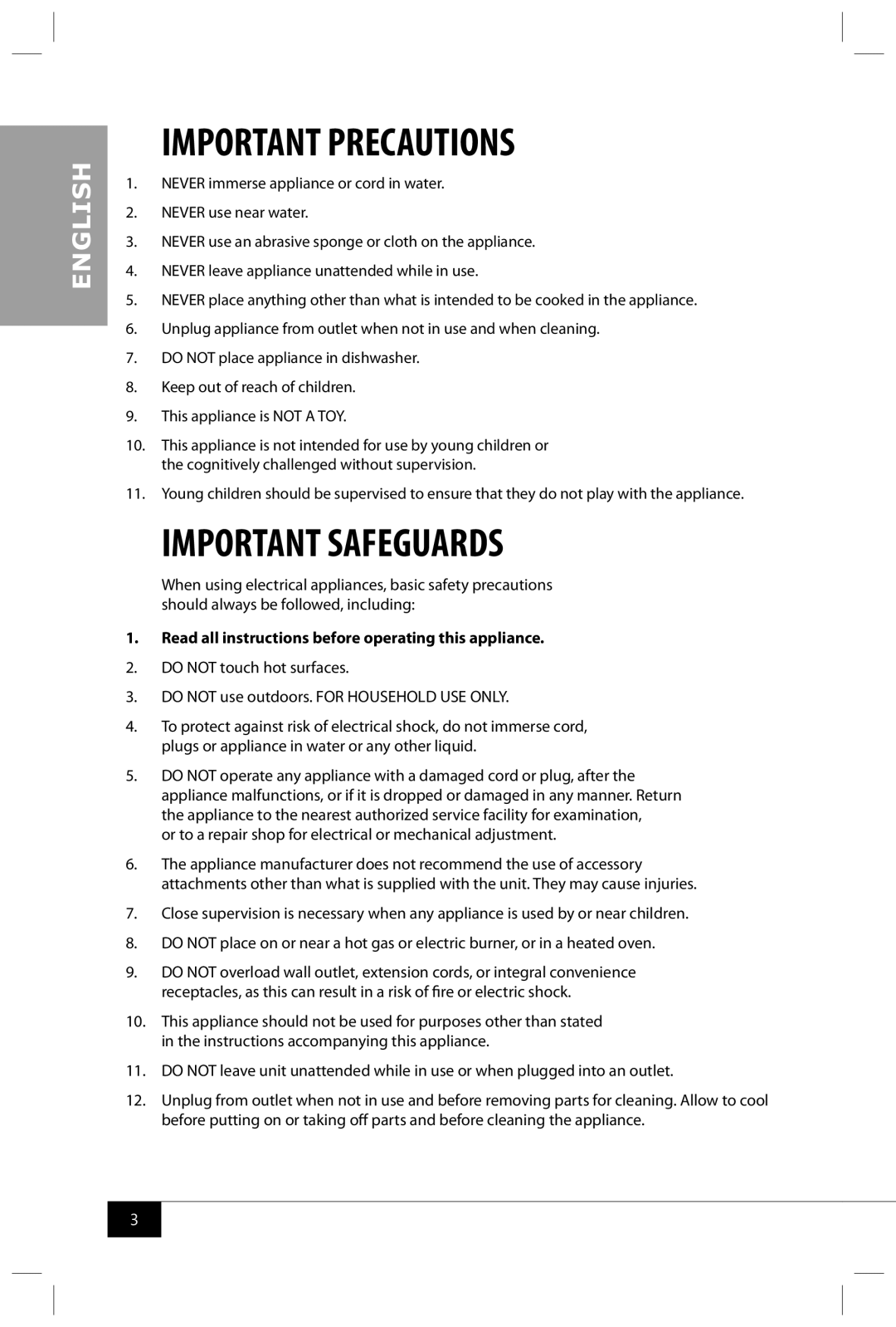 Nostalgia Electrics CKM100 manual Important Precautions, Important Safeguards 