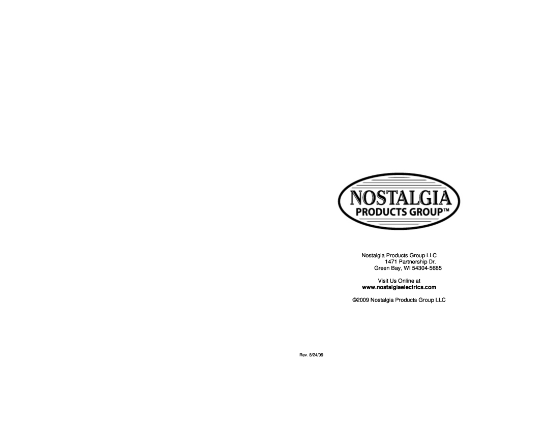 Nostalgia Electrics DFF-310 Nostalgia Products Group LLC 1471 Partnership Dr, Green Bay, WI Visit Us Online at 