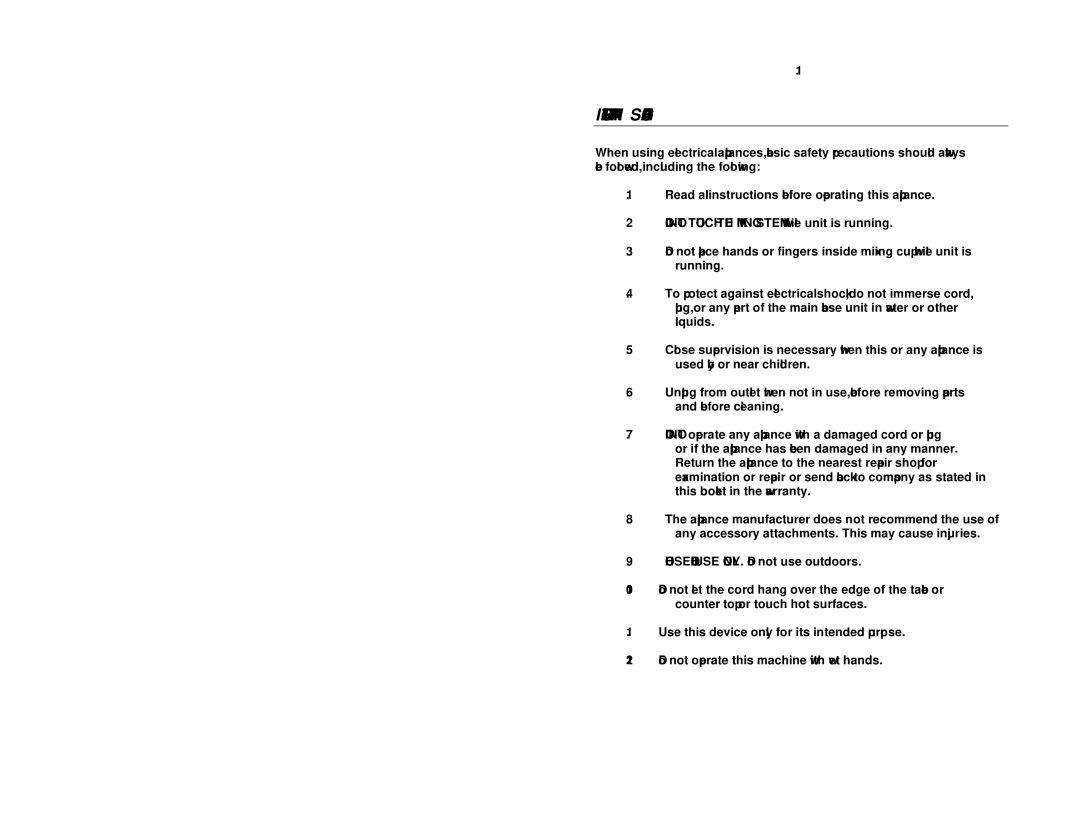 Nostalgia Electrics DMB-790 manual Important Safeguards 