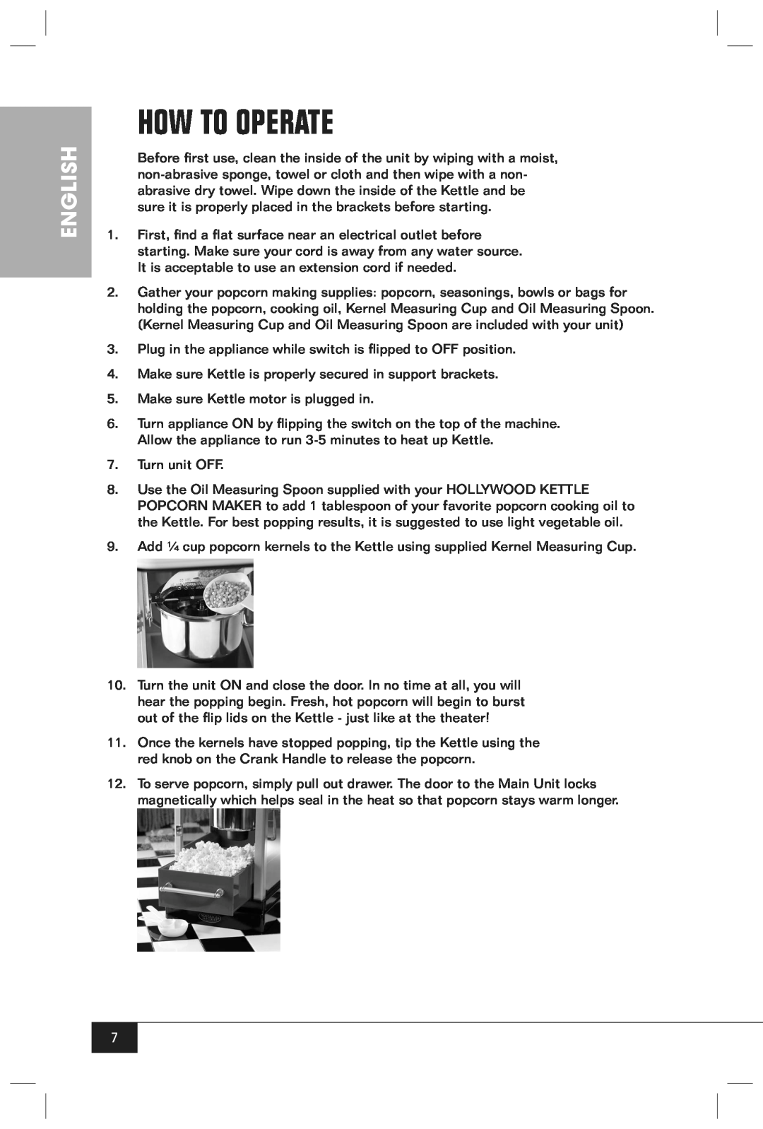 Nostalgia Electrics HKP200 manual How To Operate, English 