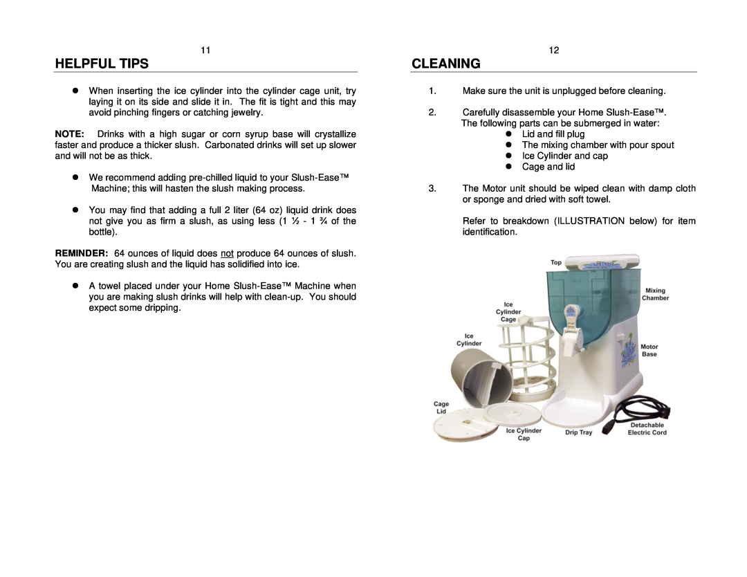 Nostalgia Electrics HSM-CVS, HSM-250D, HSM-245 manual Helpful Tips, Cleaning 