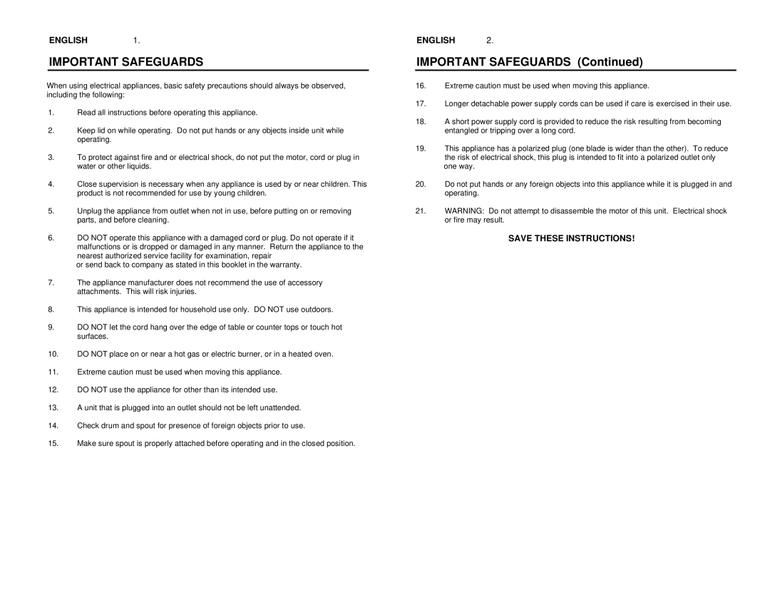 Nostalgia Electrics ICM-562 manual Important Safeguards 