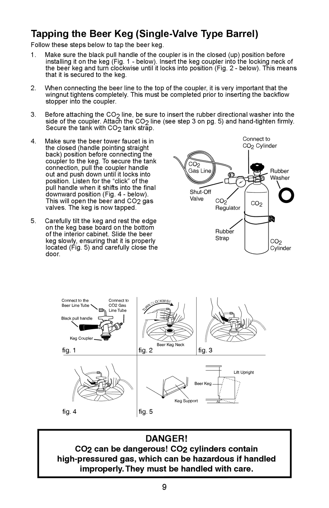 Nostalgia Electrics KRS-2000 Series manual Tapping the Beer Keg Single-Valve Type Barrel, Cylinder 